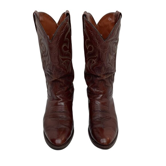 Dan Post Marlboro Western Style 2111 Mens 9D Leather Cowboy Boots Brown - Picture 2 of 12